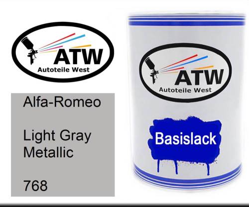 Alfa-Romeo, Light Gray Metallic, 768: 500ml Lackdose, von ATW Autoteile West.